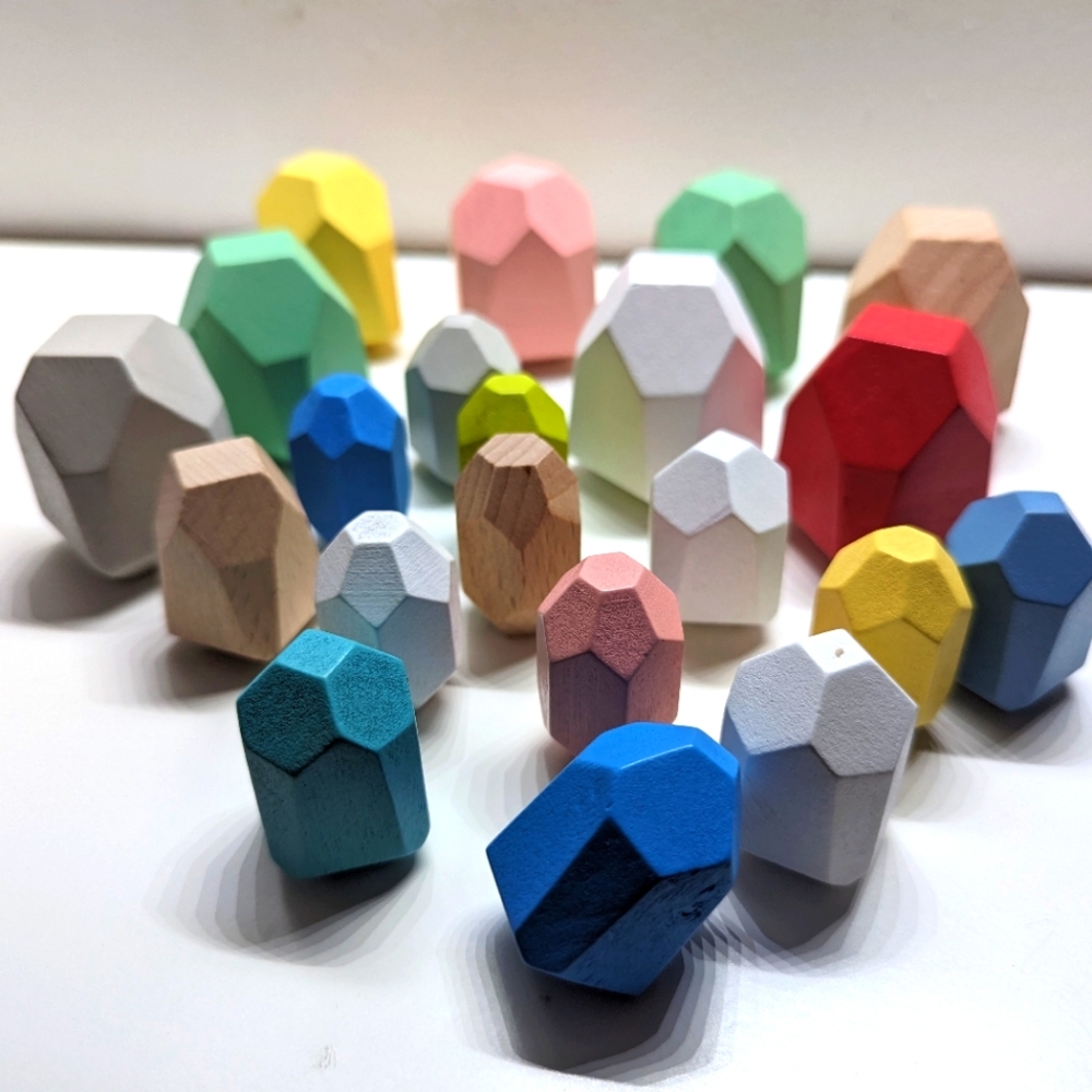 Montessori 22 Pieces Wooden Sorting Stacking Balancing Stones